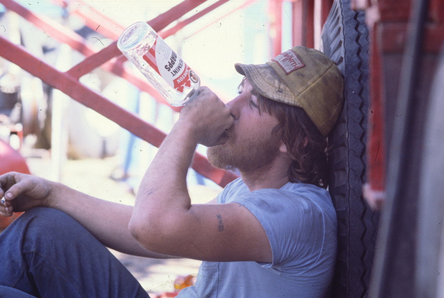 Carny drinking schnapps